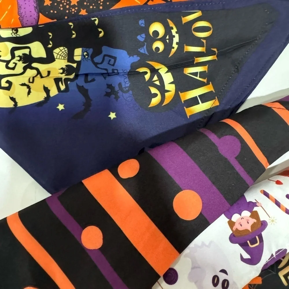 SANWUTA Halloween Dog triangle Bandanas set of 10 Halloween print size XL